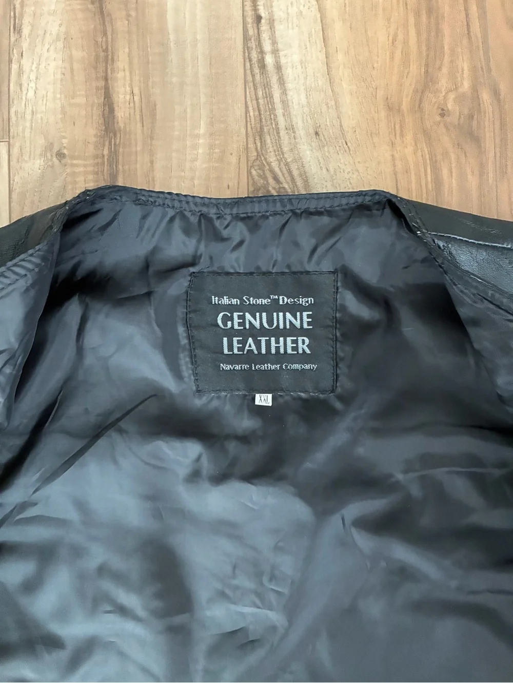 Italian Stone Design Genuine Leather Black Men's Vest Button Front Biker